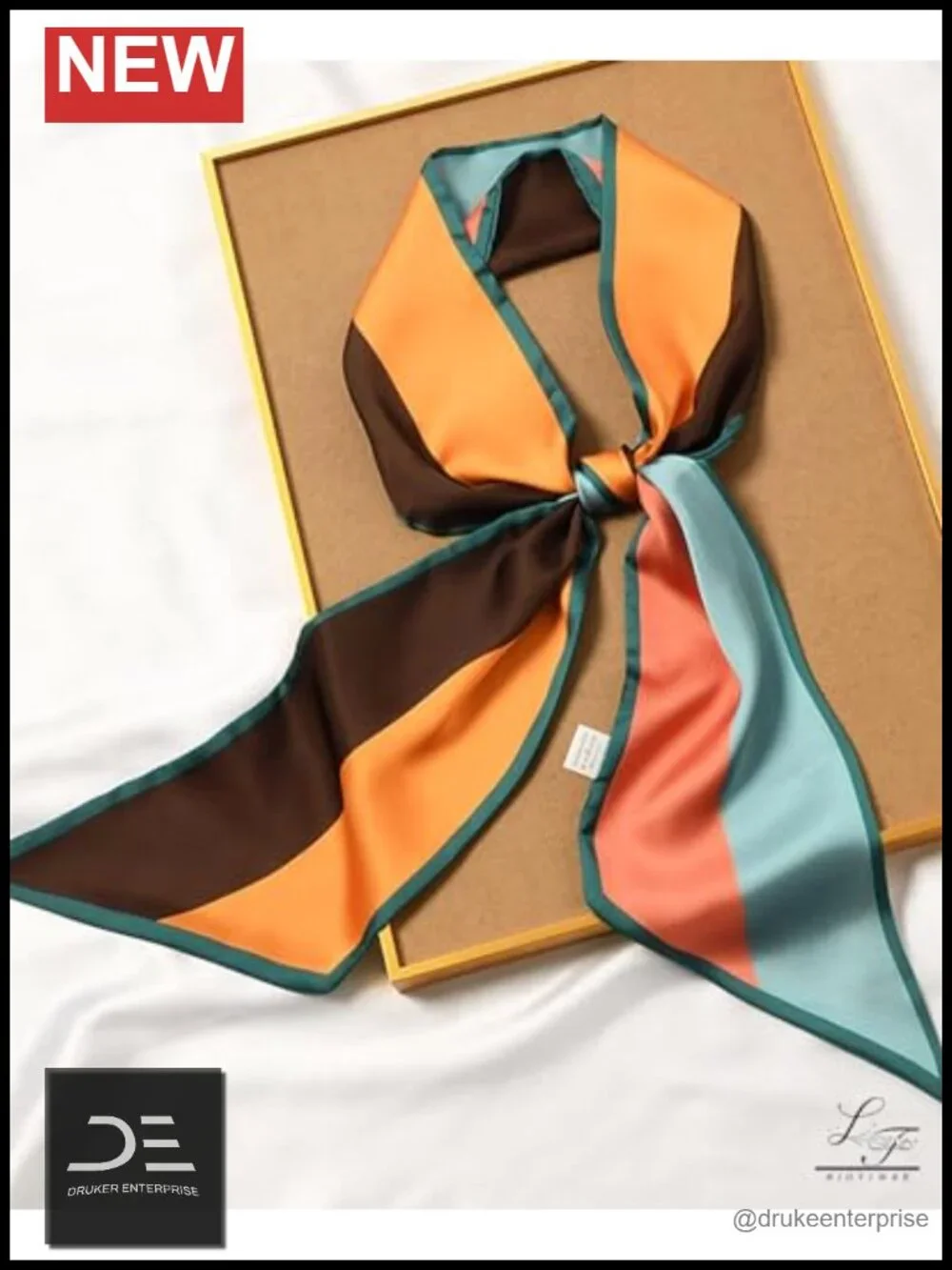 Silky Long Thin Satin Scarf for Women Head Scarf Handbag Accessory Fashion